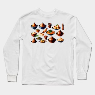 Moroccan Cuisine Food Kitchen in vibrant vector style Long Sleeve T-Shirt